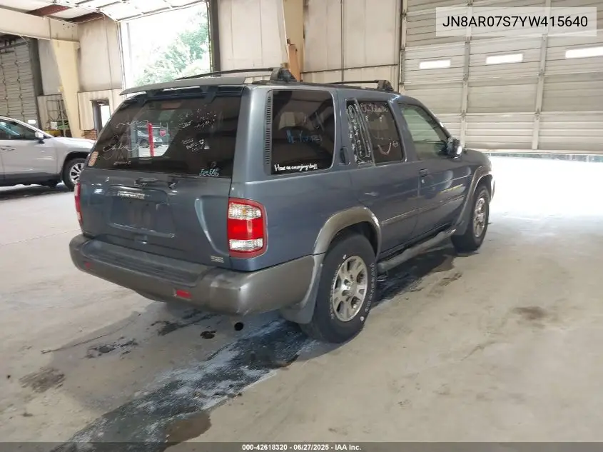2000 Nissan Pathfinder Le/Se/Xe VIN: JN8AR07S7YW415640 Lot: 42618320