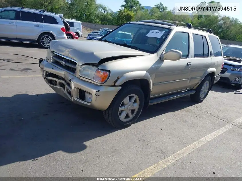 2001 Nissan Pathfinder Le VIN: JN8DR09Y41W594515 Lot: 42226840