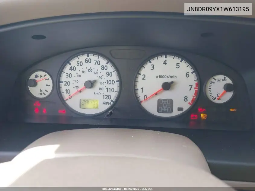 2001 Nissan Pathfinder Le VIN: JN8DR09YX1W613195 Lot: 42543460