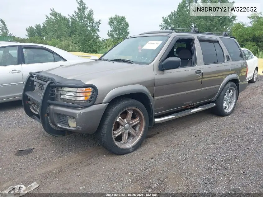 2001 Nissan Pathfinder Se VIN: JN8DR07Y21W522652 Lot: 42610748