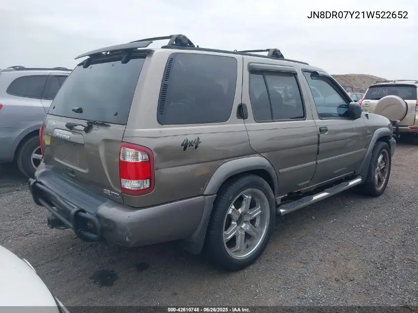 2001 Nissan Pathfinder Se VIN: JN8DR07Y21W522652 Lot: 42610748