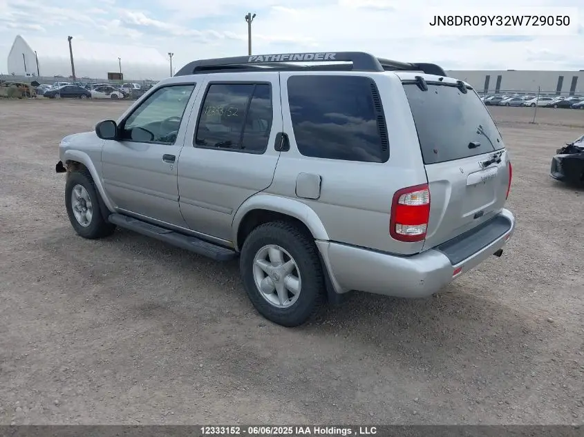 2002 Nissan Pathfinder Le/Se VIN: JN8DR09Y32W729050 Lot: 12333152