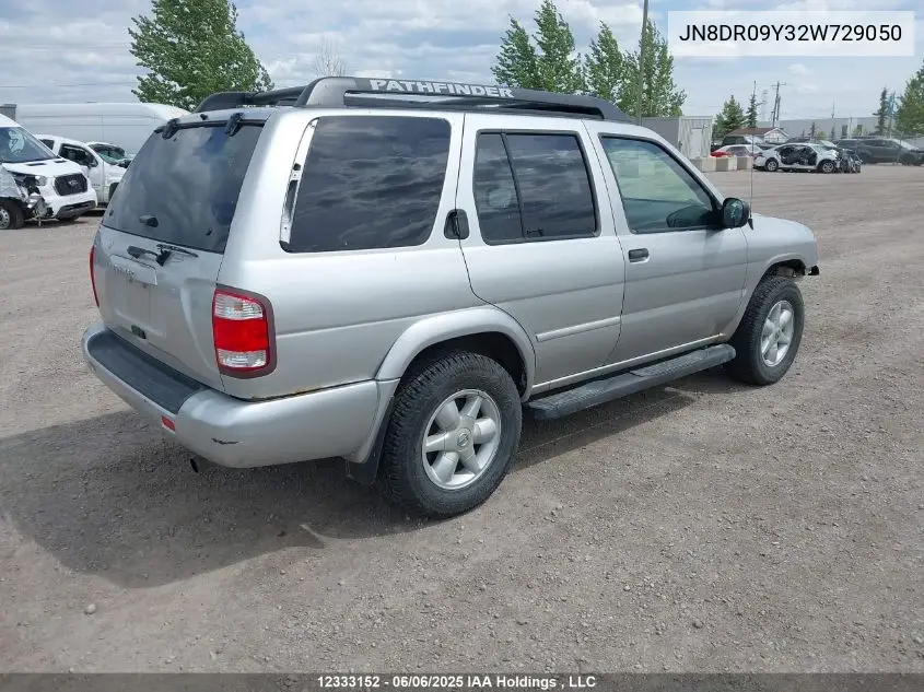 2002 Nissan Pathfinder Le/Se VIN: JN8DR09Y32W729050 Lot: 12333152
