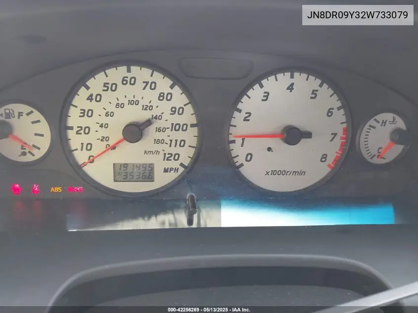 2002 Nissan Pathfinder Se VIN: JN8DR09Y32W733079 Lot: 42256269