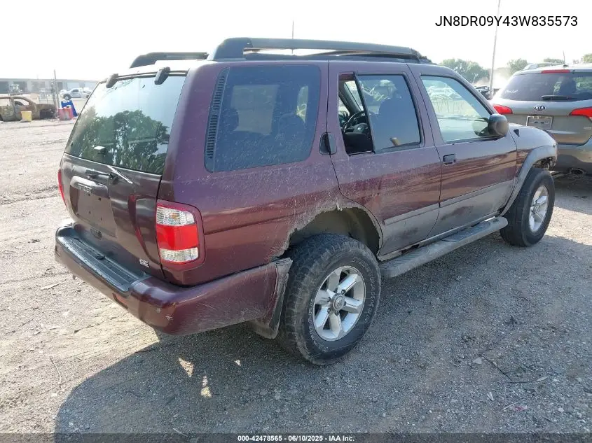 2003 Nissan Pathfinder Se VIN: JN8DR09Y43W835573 Lot: 42478565