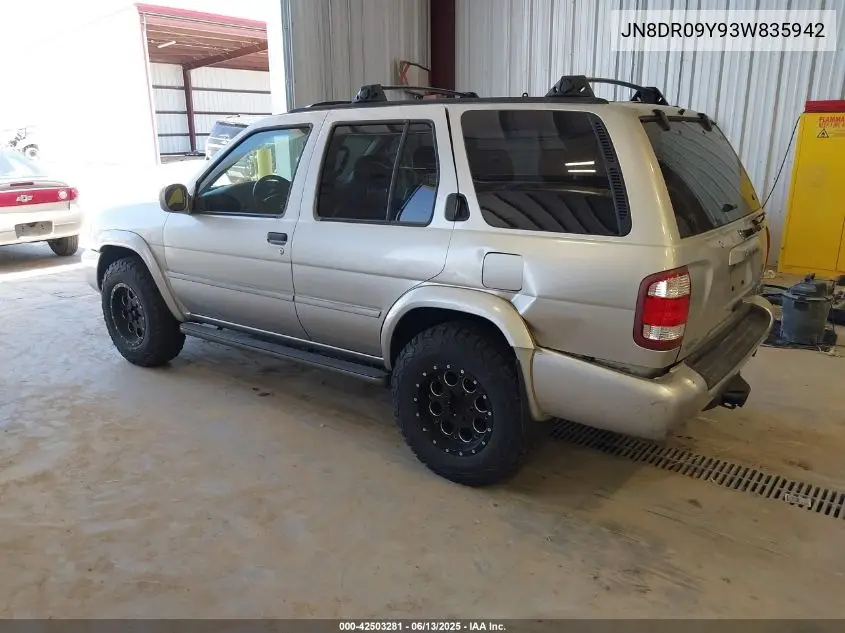 2003 Nissan Pathfinder Le VIN: JN8DR09Y93W835942 Lot: 42503281