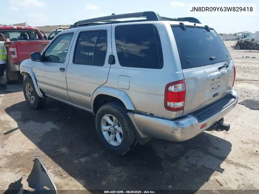 2003 Nissan Pathfinder Se VIN: JN8DR09Y63W829418 Lot: 42514295