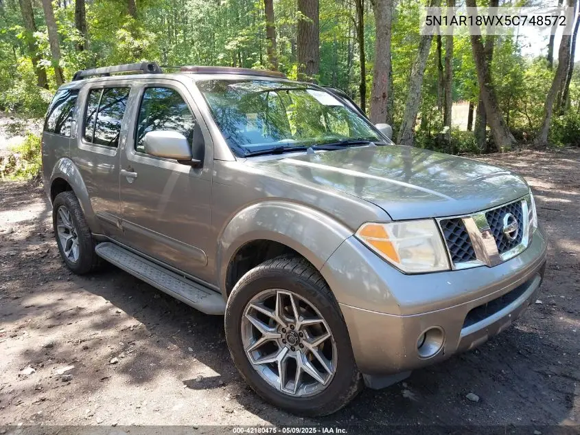 2005 Nissan Pathfinder Se VIN: 5N1AR18WX5C748572 Lot: 42180475