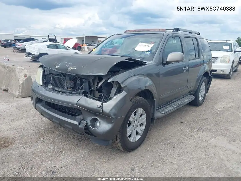 2005 Nissan Pathfinder Le VIN: 5N1AR18WX5C740388 Lot: 42218030