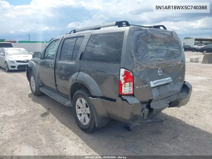 2005 Nissan Pathfinder Le VIN: 5N1AR18WX5C740388 Lot: 42218030