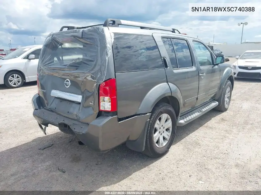 2005 Nissan Pathfinder Le VIN: 5N1AR18WX5C740388 Lot: 42218030