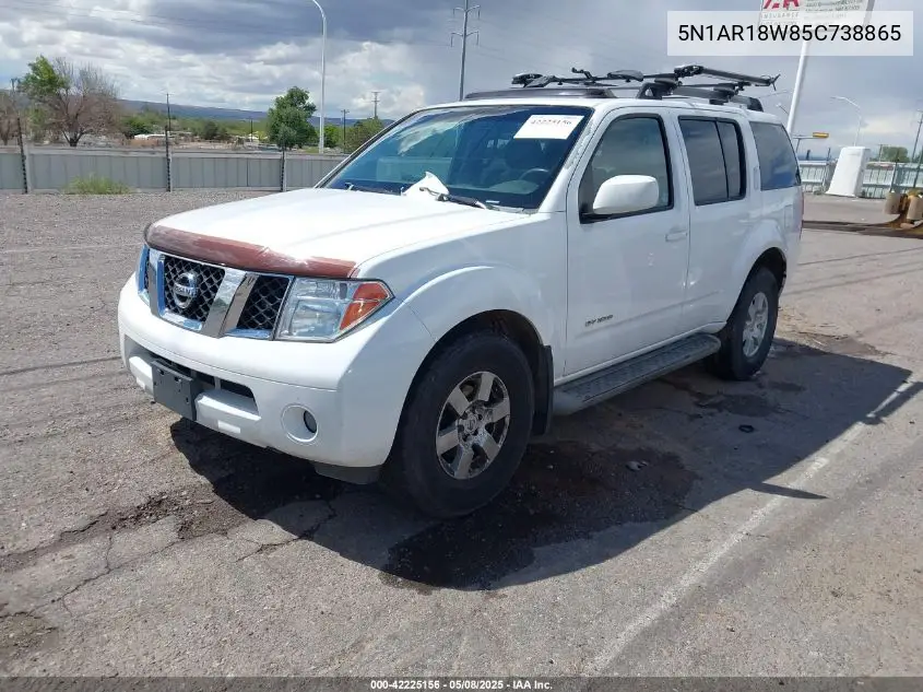 2005 Nissan Pathfinder Se Off-Road VIN: 5N1AR18W85C738865 Lot: 42225156