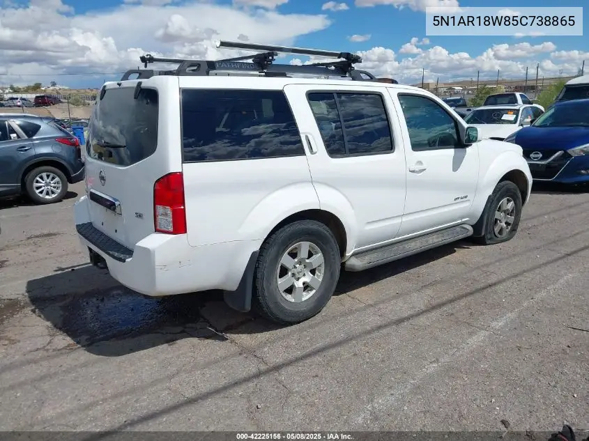 2005 Nissan Pathfinder Se Off-Road VIN: 5N1AR18W85C738865 Lot: 42225156