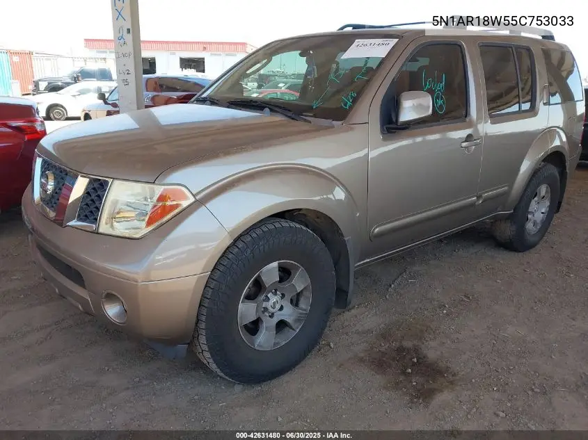 2005 Nissan Pathfinder Se VIN: 5N1AR18W55C753033 Lot: 42631480
