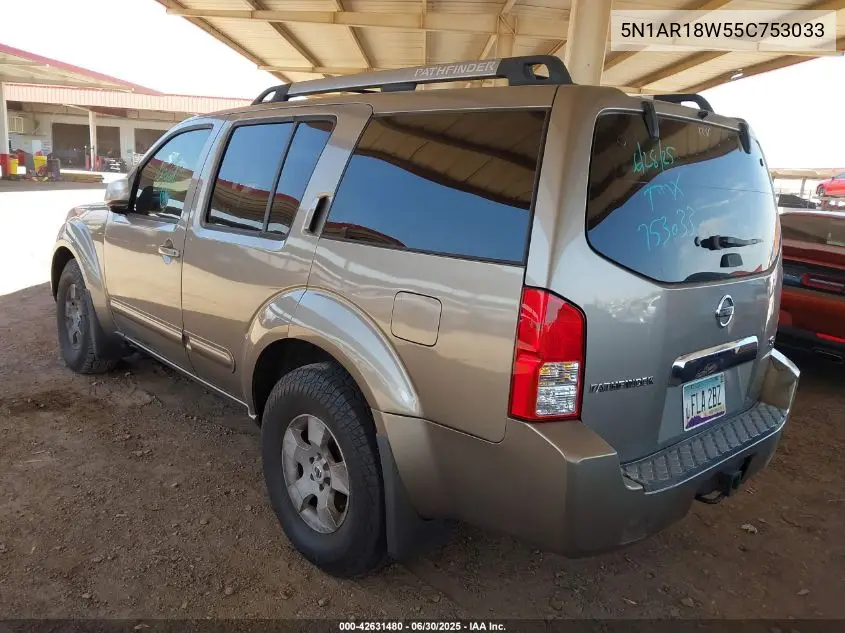 2005 Nissan Pathfinder Se VIN: 5N1AR18W55C753033 Lot: 42631480