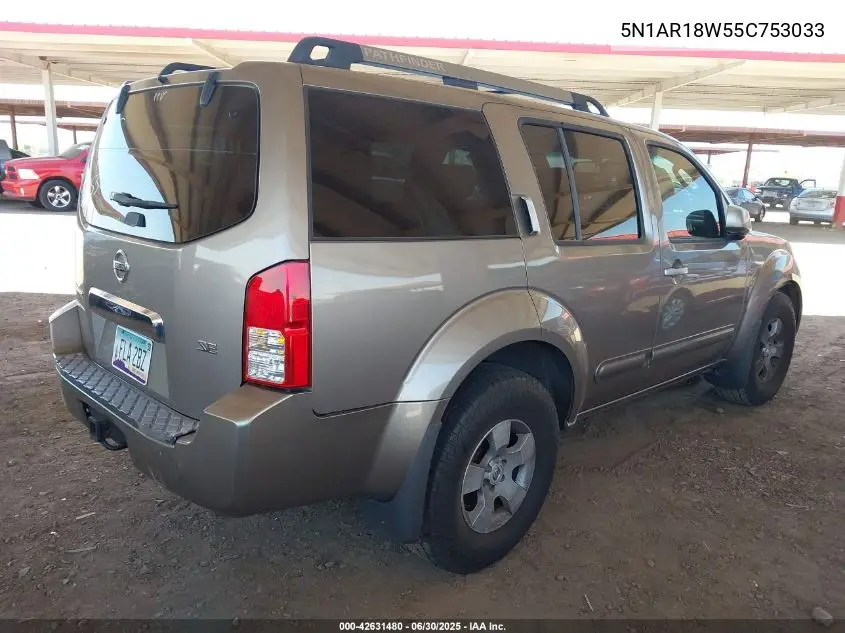 2005 Nissan Pathfinder Se VIN: 5N1AR18W55C753033 Lot: 42631480