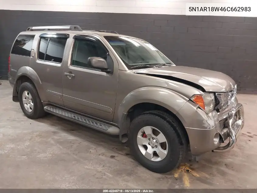 2006 Nissan Pathfinder S VIN: 5N1AR18W46C662983 Lot: 42245718
