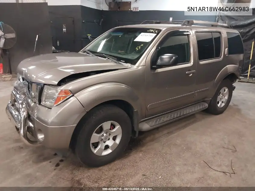2006 Nissan Pathfinder S VIN: 5N1AR18W46C662983 Lot: 42245718