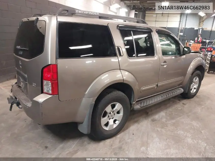 2006 Nissan Pathfinder S VIN: 5N1AR18W46C662983 Lot: 42245718