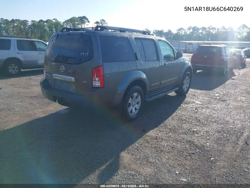 2006 Nissan Pathfinder Le VIN: 5N1AR18U66C640269 Lot: 42256878
