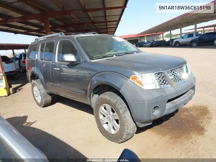 2006 Nissan Pathfinder Le/Se/Xe VIN: 5N1AR18W36C615198 Lot: 42604652