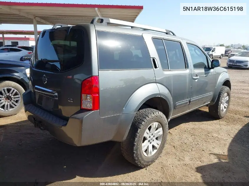 2006 Nissan Pathfinder Le/Se/Xe VIN: 5N1AR18W36C615198 Lot: 42604652