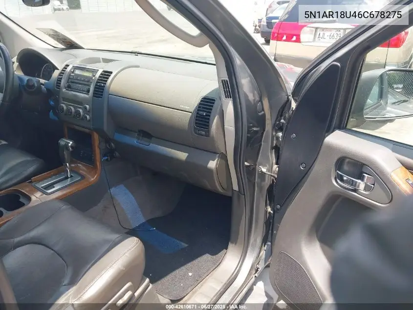 2006 Nissan Pathfinder Le VIN: 5N1AR18U46C678275 Lot: 42610671