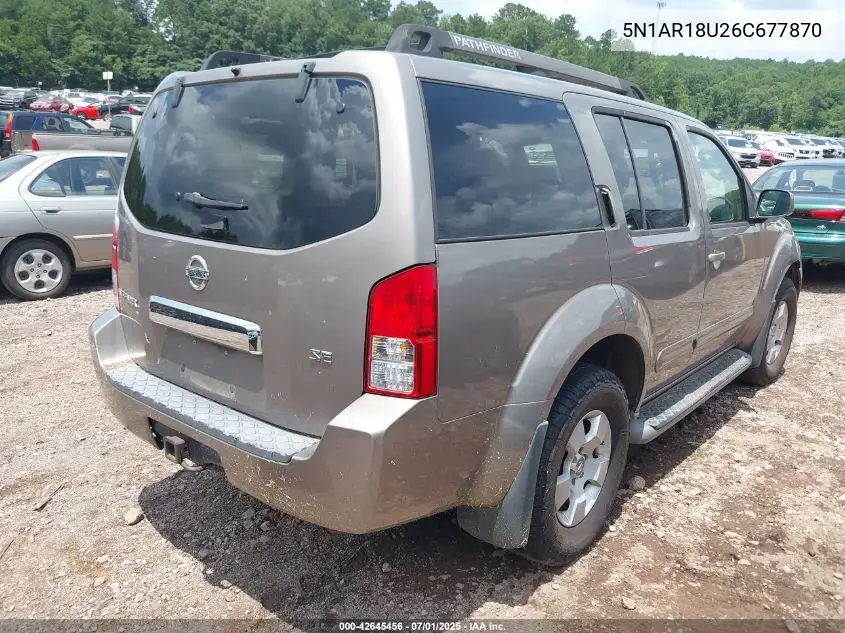 2006 Nissan Pathfinder Se VIN: 5N1AR18U26C677870 Lot: 42645456