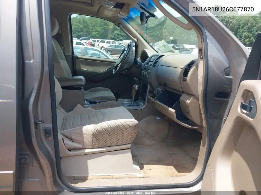 2006 Nissan Pathfinder Se VIN: 5N1AR18U26C677870 Lot: 42645456