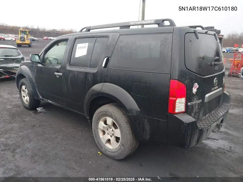 2007 Nissan Pathfinder S VIN: 5N1AR18W17C610180 Lot: 41561019