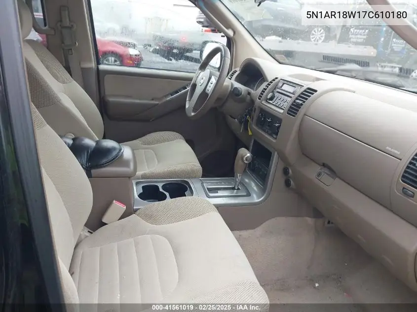 2007 Nissan Pathfinder S VIN: 5N1AR18W17C610180 Lot: 41561019