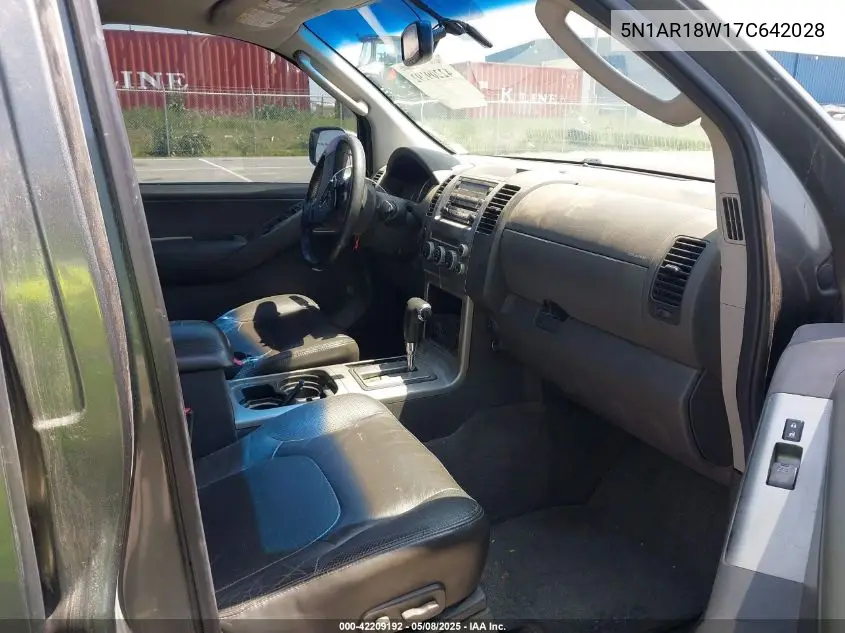 2007 Nissan Pathfinder Se VIN: 5N1AR18W17C642028 Lot: 42209192