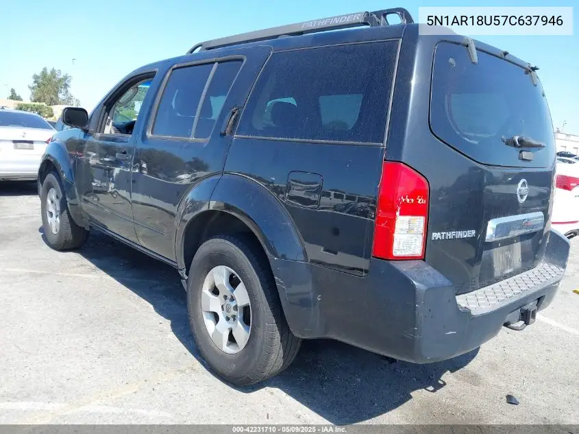 2007 Nissan Pathfinder S VIN: 5N1AR18U57C637946 Lot: 42231710