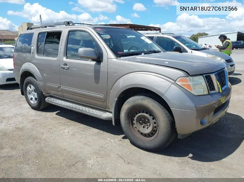 2007 Nissan Pathfinder Se VIN: 5N1AR18U27C612566 Lot: 42250638