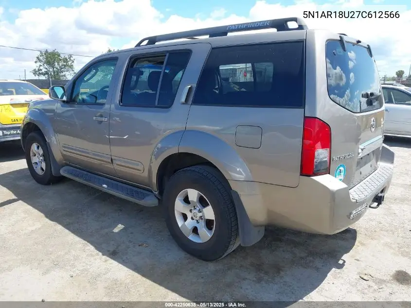 2007 Nissan Pathfinder Se VIN: 5N1AR18U27C612566 Lot: 42250638