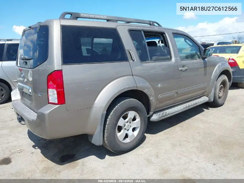 2007 Nissan Pathfinder Se VIN: 5N1AR18U27C612566 Lot: 42250638