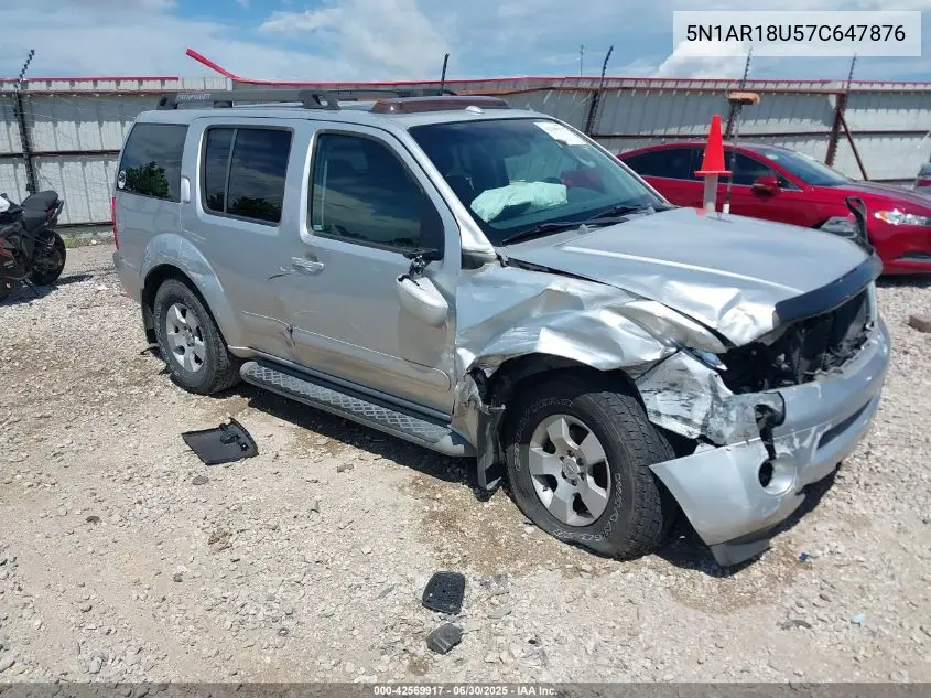 2007 Nissan Pathfinder Se VIN: 5N1AR18U57C647876 Lot: 42569917
