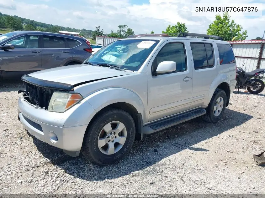 2007 Nissan Pathfinder Se VIN: 5N1AR18U57C647876 Lot: 42569917