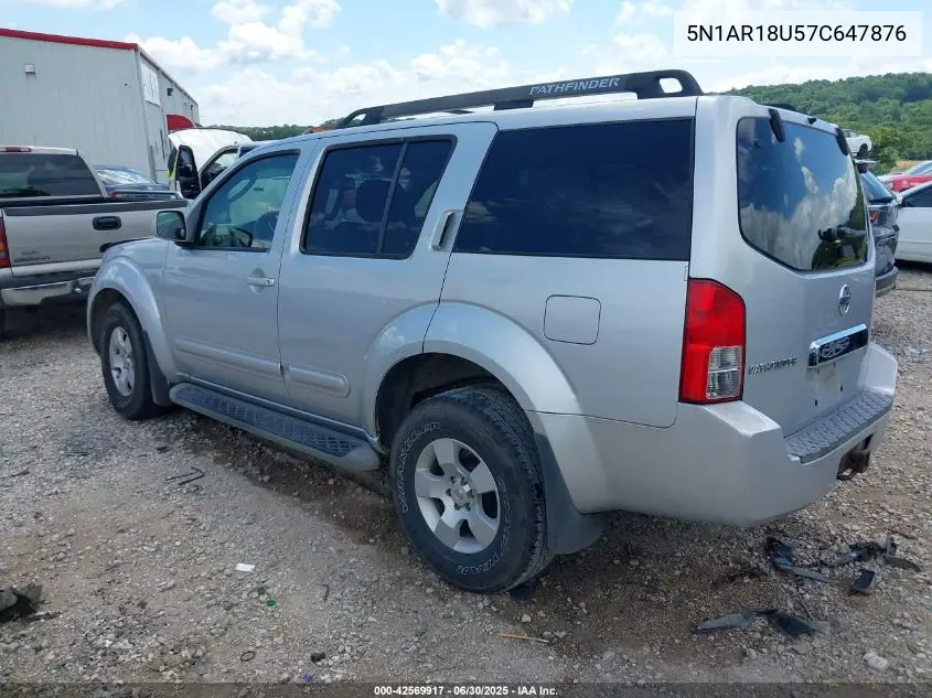 2007 Nissan Pathfinder Se VIN: 5N1AR18U57C647876 Lot: 42569917