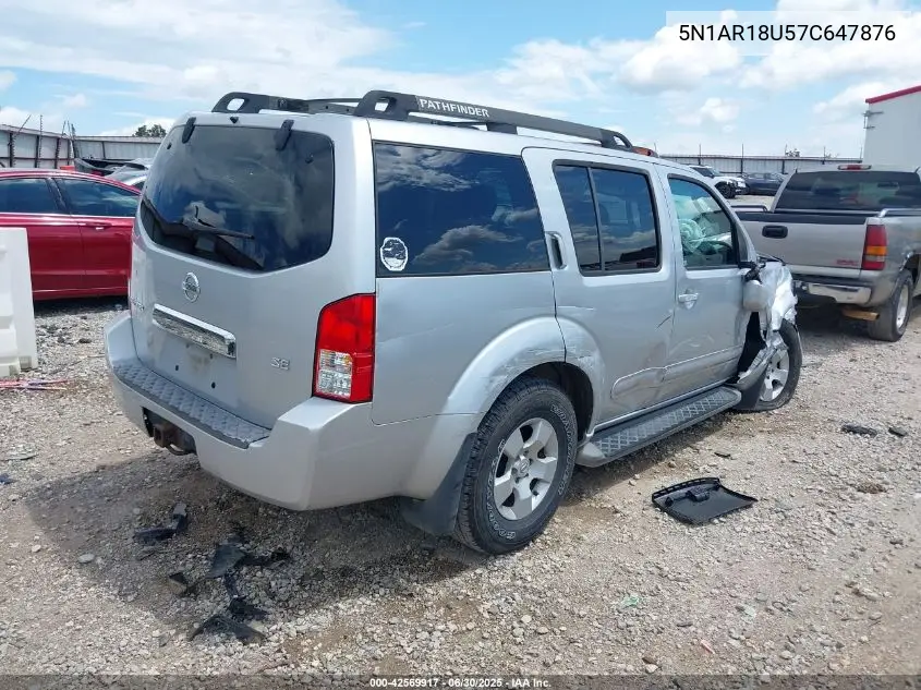 2007 Nissan Pathfinder Se VIN: 5N1AR18U57C647876 Lot: 42569917