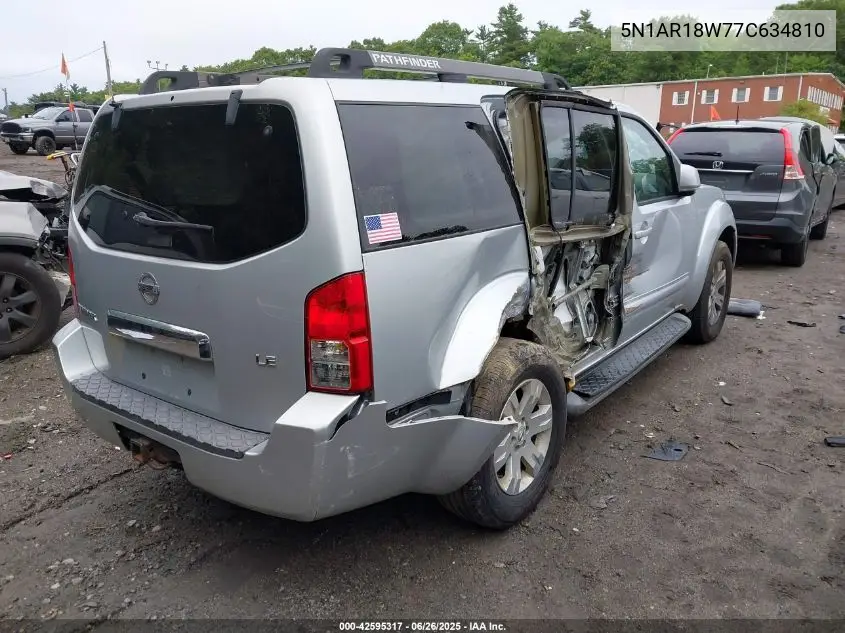 2007 Nissan Pathfinder Le VIN: 5N1AR18W77C634810 Lot: 42595317