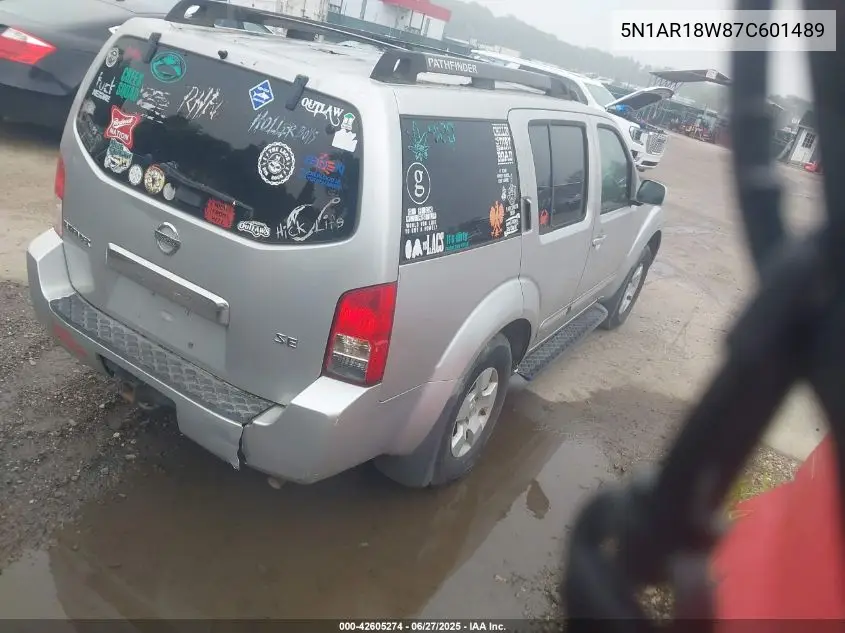 2007 Nissan Pathfinder Se VIN: 5N1AR18W87C601489 Lot: 42605274