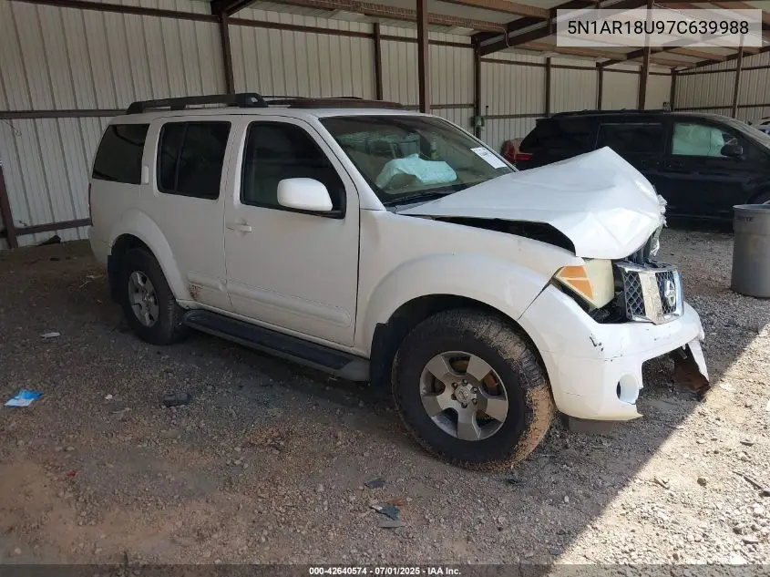 2007 Nissan Pathfinder Se VIN: 5N1AR18U97C639988 Lot: 42640574