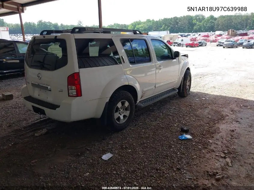 2007 Nissan Pathfinder Se VIN: 5N1AR18U97C639988 Lot: 42640574