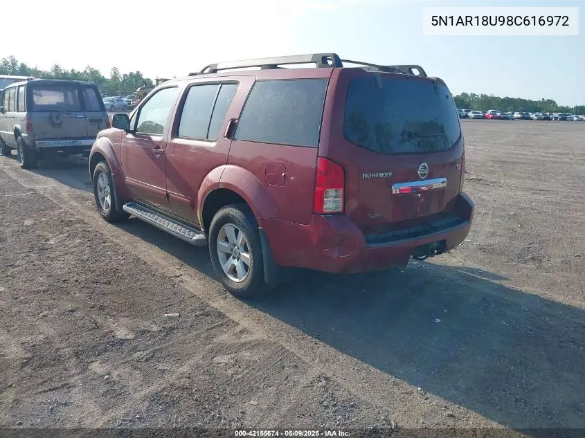 2008 Nissan Pathfinder Se VIN: 5N1AR18U98C616972 Lot: 42155674