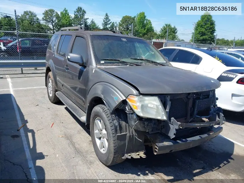 2008 Nissan Pathfinder Se VIN: 5N1AR18B28C636186 Lot: 42234667