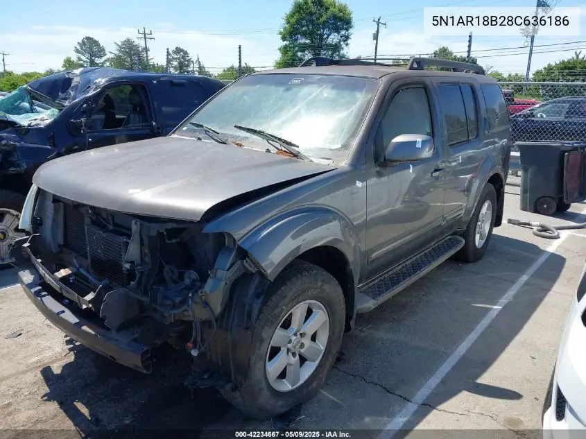 2008 Nissan Pathfinder Se VIN: 5N1AR18B28C636186 Lot: 42234667