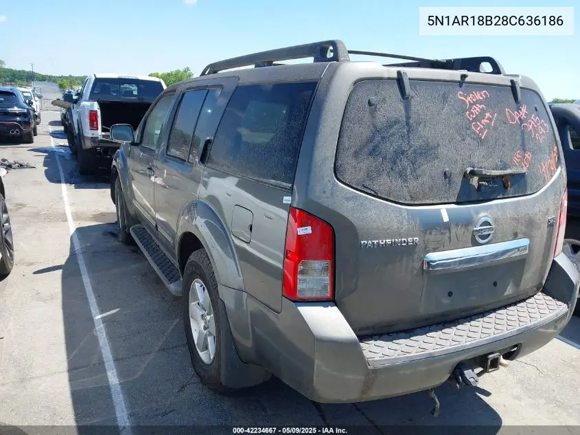 2008 Nissan Pathfinder Se VIN: 5N1AR18B28C636186 Lot: 42234667
