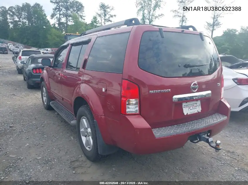 2008 Nissan Pathfinder Se VIN: 5N1AR18U38C632388 Lot: 42252546