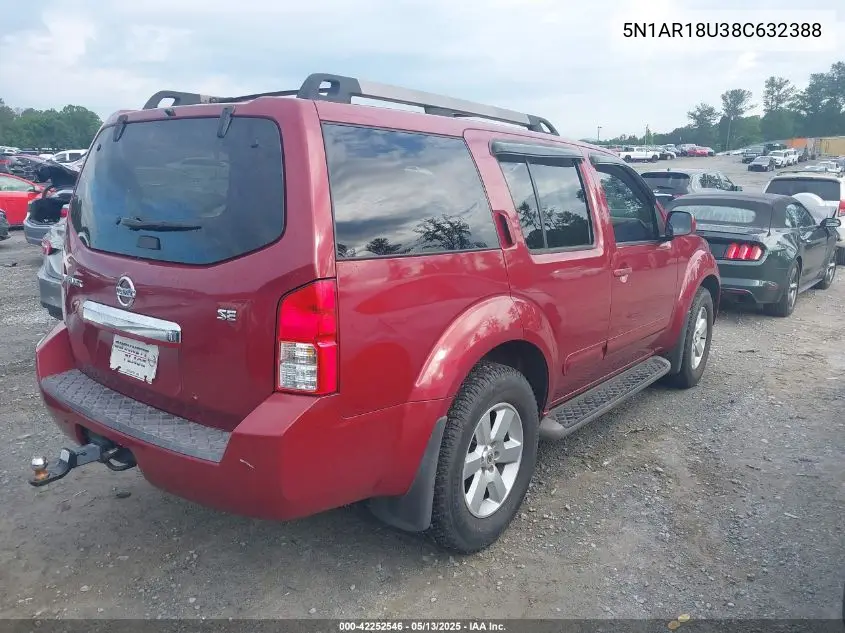 2008 Nissan Pathfinder Se VIN: 5N1AR18U38C632388 Lot: 42252546